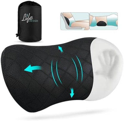  Life Design Lumbar Support Memory Foam Pillow – Lumbar Support Pillow For Office Chair – Lower Back Pain Relief – Great For Car Seat, Back Support, Computer Desk, Gaming Chair, Recliner Chair (Black)