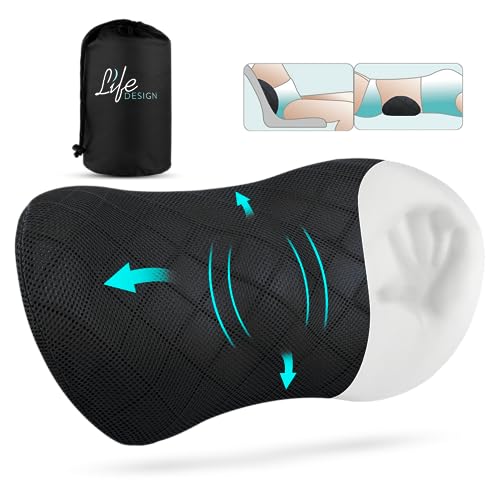  Life Design Lumbar Support Memory Foam Pillow – Lumbar Support Pillow For Office Chair – Lower Back Pain Relief – Great For Car Seat, Back Support, Computer Desk, Gaming Chair, Recliner Chair (Black)