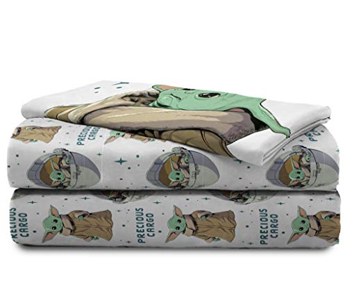  Jay Franco Star Wars The Mandalorian Curious Child Twin Sheet Set - 3 Piece Set Super Soft And Cozy Kid’s Bedding Features The Child Baby Yoda - Fade Resistant Microfiber Sheets