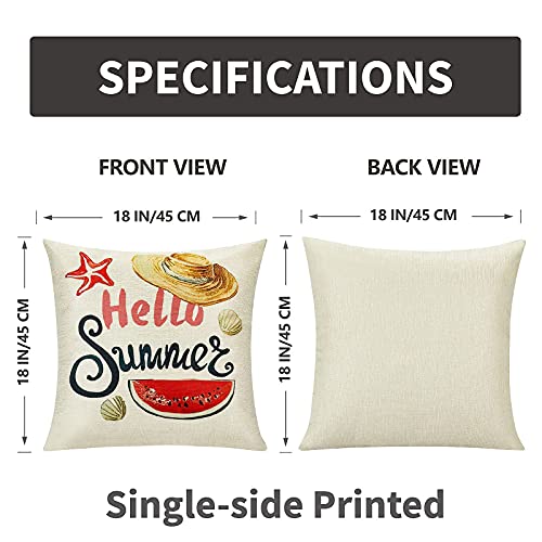  KOKOMILO Summer Pillow Covers 18x18: Watermelon Decorative Pillow Covers Farmhouse Pillow Cases Boho Cushion Cases For Sofa Couch Bedroom, Set Of 4