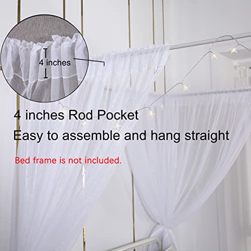  Princess Canopy Bed Curtains Bed Canopy Curtains With Lights For Queen Size Bed Drapes,8 Panels Canopies With 2 Lights,Room Décor (Full/Queen, White)