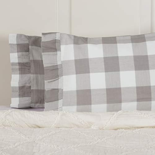  Madison Check Yellow King Size Pillow Cases, Set Of 2, 21" X 37", Buffalo Check Yellow And Ivory Bedding Accent W/Fresh Farmhouse Style