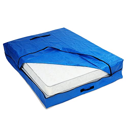  Mattress Bag For Moving And Storage With 11 Handles, King Size, Reusable Extra Thick Mattress Protector With Zipper Closure, Heavy Duty Waterproof Transport Cover