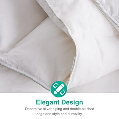  APSMILE All Season Goose Feather Down Comforter King Size - Ultra-Soft 750 Fill-Power Hotel Collection Duvet Insert Fluffy Medium Warm Quilt Comforter With Corner Tabs(106x90, White)