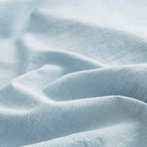  Light Blue Duvet Cover Queen Size 100% Washed Cotton Blue Duvet Cover 3 Pieces Set 1 Pale Blue Duvet Cover With Zipper Ties 2 Pillowcases Luxury Soft Baby Blue Bedding Set Durable Comfortable