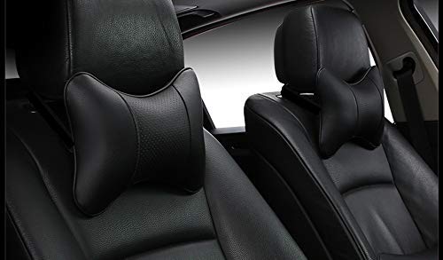 Yuhuru Car Neck Pillows Both Side Pu Leather 2pieces Pack Headrest Fit For Most Cars Universal Heatrests Pillow For Home And Office Chair (Black)