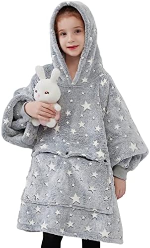  NOUKOW Wearable Blanket Hoodie Oversized Sherpa Blanket Sweatshirt Flannel Sweater Blanket With Large Pocket