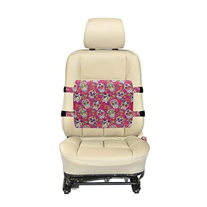  Ambesonne Sugar Skull Lumbar Back Support Pillow, All Saints Day Oriental Mexican Flowers Hearts Vibrant Design Print, High Density Foam For Office Chairs Car Seats, 14" X 13", Hot Pink Purple Green