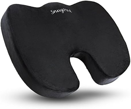  SnugPad Memory Foam Lumbar Pillow And Seat Cushion Combo, Ergonomic, Lower Back And Coccyx Support, Premium Washable Velvet Covers With Non-Slip Bottom, Ideal For Office Chairs And Car Seats (Black)