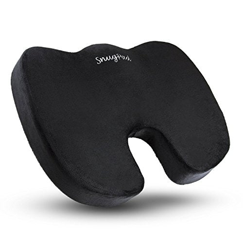  SnugPad Memory Foam Lumbar Pillow And Seat Cushion Combo, Ergonomic, Lower Back And Coccyx Support, Premium Washable Velvet Covers With Non-Slip Bottom, Ideal For Office Chairs And Car Seats (Black)