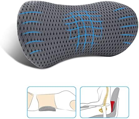 FOUSUPDT Lumbar Pillow, Memory Foam Lumbar Support Pillow For Office Chair And Car Seat, Back Support Pillow For Lower Back Pain Relief, Support Cushion Back Pillow For Sleeping, Driving(Grey)
