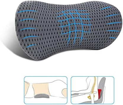  FOUSUPDT Lumbar Pillow, Memory Foam Lumbar Support Pillow For Office Chair And Car Seat, Back Support Pillow For Lower Back Pain Relief, Support Cushion Back Pillow For Sleeping, Driving(Grey)