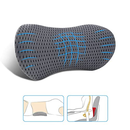  FOUSUPDT Lumbar Pillow, Memory Foam Lumbar Support Pillow For Office Chair And Car Seat, Back Support Pillow For Lower Back Pain Relief, Support Cushion Back Pillow For Sleeping, Driving(Grey)