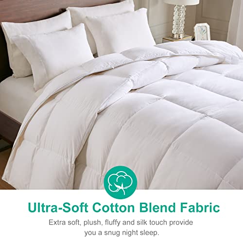  APSMILE All Season Goose Feather Down Comforter King Size - Ultra-Soft 750 Fill-Power Hotel Collection Duvet Insert Fluffy Medium Warm Quilt Comforter With Corner Tabs(106x90, White)