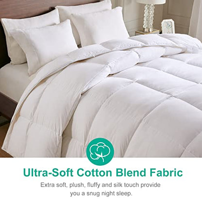  APSMILE All Season Goose Feather Down Comforter King Size - Ultra-Soft 750 Fill-Power Hotel Collection Duvet Insert Fluffy Medium Warm Quilt Comforter With Corner Tabs(106x90, White)