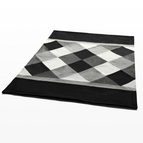  Onitiva - [Plaids - Black/Gray/White] Soft Coral Fleece Patchwork Throw Blanket (59 By 78.7 Inches)