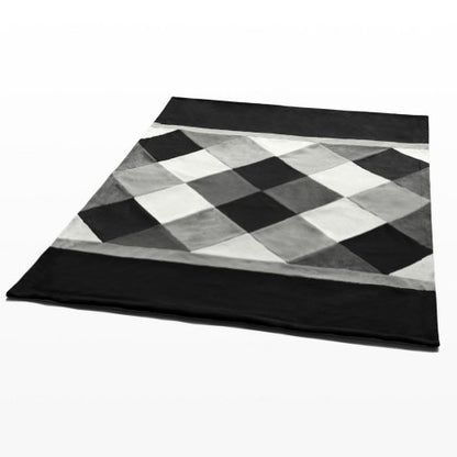  Onitiva - [Plaids - Black/Gray/White] Soft Coral Fleece Patchwork Throw Blanket (59 By 78.7 Inches)