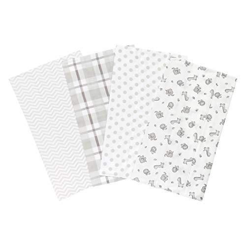  Bear 4 Pack Flannel Blankets, Grey