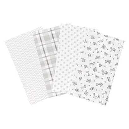  Bear 4 Pack Flannel Blankets, Grey