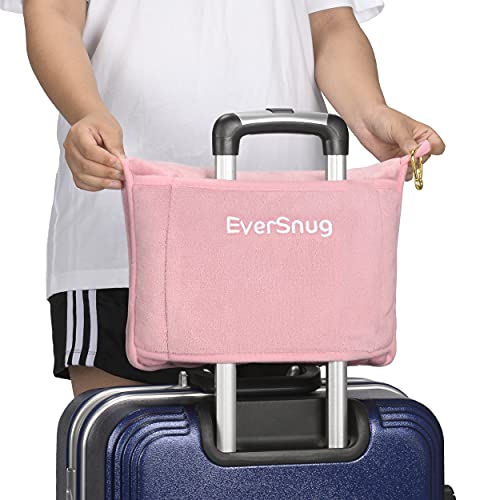  EverSnug Travel Blanket And Pillow Value Bundle - 2 In 1 Airplane Blanket With Soft Bag Pillowcase, Hand Luggage Sleeve And Backpack Clip | Color Includes Pink & Grey