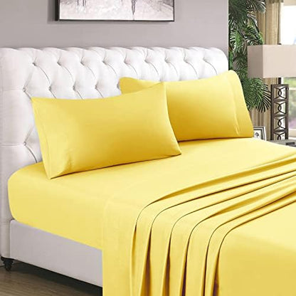  HOMEIDEAS 4 Piece Bed Sheets Set (Queen, Gold), 1800 Bedding Soft Brushed Microfiber Luxury Sheets, Deep Pockets, Easy Care, Wrinkle & Fade Free
