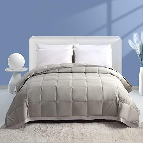  Down Blanket King Size | Extra Lightweight Summer Cooling Bed Comforter | 90% Real Goose Down Quilt, Noiseless & Extra Soft Thin Duvet With Satin Trim, 425 Thread Count, White