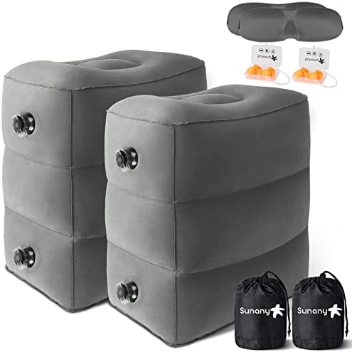  Sunany Inflatable Foot Rest Pillow For Travel, Kids/Adults Airplane Travel Pillow-Adjustable Height Cushions,for Kids To Sleep While Traveling,Suitable For Office, Home And Any Travell (1 Pack)