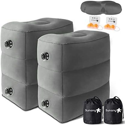  Sunany Inflatable Foot Rest Pillow For Travel, Kids/Adults Airplane Travel Pillow-Adjustable Height Cushions,for Kids To Sleep While Traveling,Suitable For Office, Home And Any Travell (1 Pack)