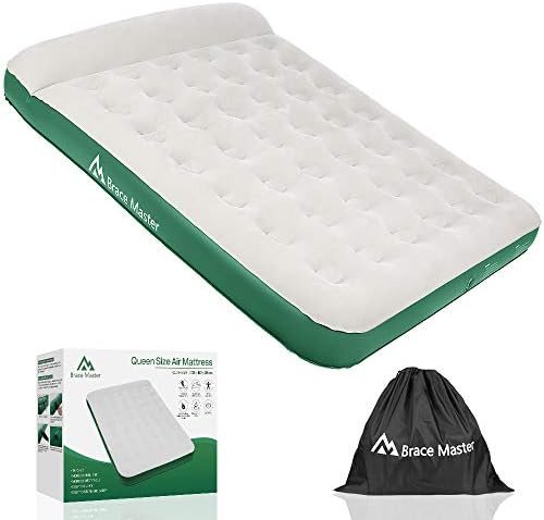  Air Mattress With Pillow, Blow Up Air Bed, Waterproof Flocked Air Mattress Single/Double, 203 X99(152) X 28cm, With Storage Bag, Green (Green, Twin)