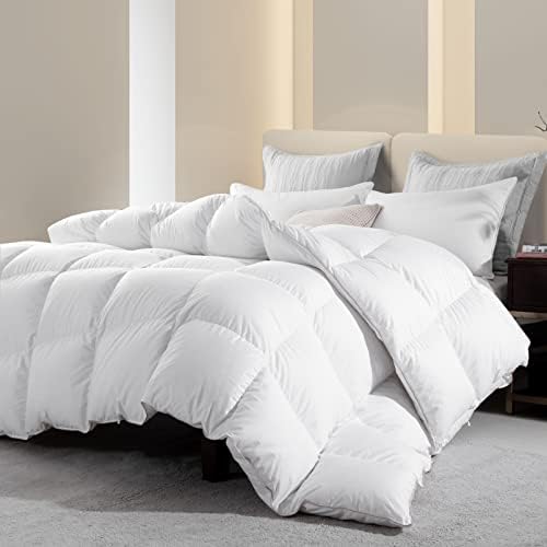  DREAMHOUR Feathers Down Comforter King Size Duvet Insert White,Soft Plush 100% Cotton Quilted Medium Warm Bed Comforter Insert With 8 Corner Tabs 106"x90"Inches