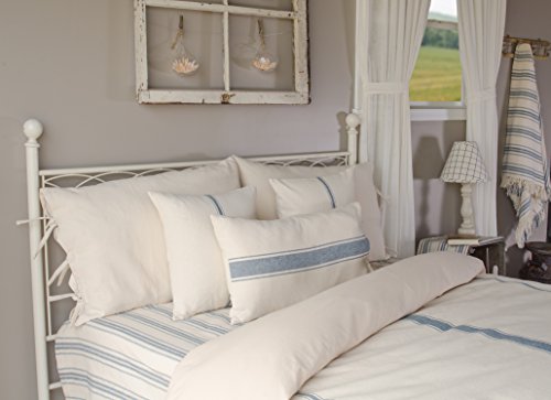  By Raghu 90x94 (tie Closure) Grain Sack Solid Colonial Blue-Cream Duvet Cover,Queen,DQ165014
