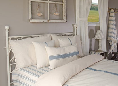  By Raghu 90x94 (tie Closure) Grain Sack Solid Colonial Blue-Cream Duvet Cover,Queen,DQ165014