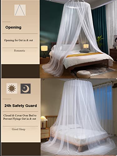  Mosquito Net Bed Canopy, Hanging Drapes Curtain Netting Over Bed Bedroom Decor For Single, Twin Full & Queen King Size Beds & Baby Crib ( White )
