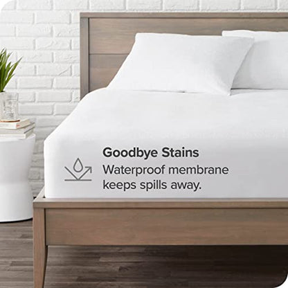  Queen Size Mattress Protector - Premium 100% Waterproof Mattress Protector - Vinyl Free - Cooling Mattress Protector (Queen, White)