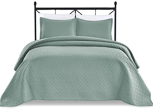  Basic Choice 3-Piece Light Weight Oversize Quilted Bedspread Coverlet Set - Black, King / California King