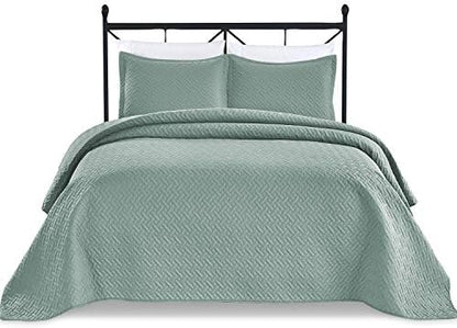  Basic Choice 3-Piece Light Weight Oversize Quilted Bedspread Coverlet Set - Black, King / California King