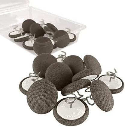  Upholstery Tacks - 20 Colors Available - Fabric Covered Button Twist Pins - For Slipcovers, Armrest Covers, Armchair Caddies, Bed Skirts, Headliners (Set Of 12, Dark Grey)