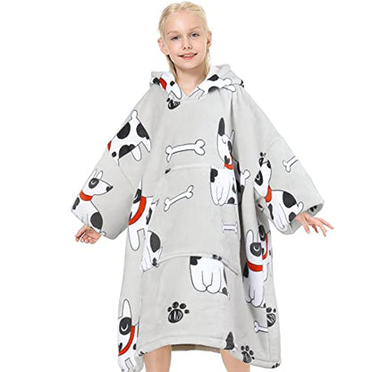  Narecte Kids Blanket Hoodie For Girls,Premium Sherpa Oversized Hoodie Blanket For Kids,Cozy And Big Wearable Blanket Hoodie Best Top Birthday Gifts For Teen Year Old Boy Gift Ideas Dog