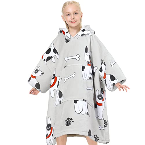  Narecte Kids Blanket Hoodie For Girls,Premium Sherpa Oversized Hoodie Blanket For Kids,Cozy And Big Wearable Blanket Hoodie Best Top Birthday Gifts For Teen Year Old Boy Gift Ideas Dog