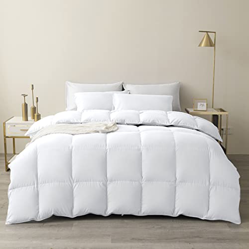  Soft Comforter King Size-Lightweight Down Alternative Comforter Duvet Insert With 8 Corner Tabs-Fluffy Breathable Box Stitched Reversible Comforter(White, King)