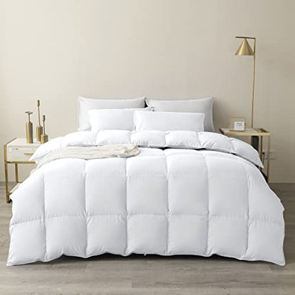  Soft Comforter King Size-Lightweight Down Alternative Comforter Duvet Insert With 8 Corner Tabs-Fluffy Breathable Box Stitched Reversible Comforter(White, King)