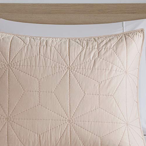  Urban Habitat Caden 3 Piece 100% Cotton Coverlet Double Sided Quilting Geometric Design, Matching Shams, Summer Blanket, Hypoallergenic All Season Bedding-Set, Full/Queen, Blush (UH13-2247)