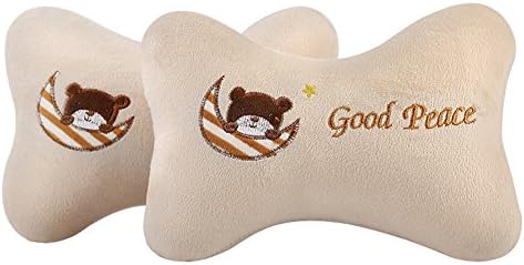  Seemehappy Cute Cartoon Animals Bone Shape Car Headrest Pillows Neck Pillow Cushions 2pcs (003)