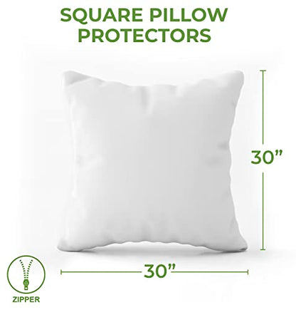  Udson Comfort 30x30 Pillow Protector - 100% Waterproof, Prevents Feathers From Popping, European Square Zippered Pillow Covers (2 Pack, 30x30 Inch)