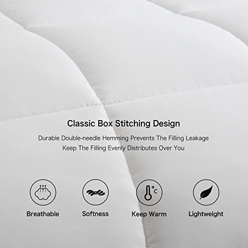  Down Alternative Comforter With Corner Tabs - Summer Quilted Light Weight Twin Size 140 GSM White Comforter, Machine Washable Microfiber Bedding
