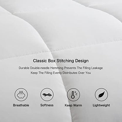 Down Alternative Comforter With Corner Tabs - Summer Quilted Light Weight Twin Size 140 GSM White Comforter, Machine Washable Microfiber Bedding