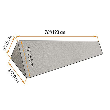  King Size Bed Wedge Pillow Stopper. Headboard Gap Filler (White) To Cover Gap Between Headboard And Bed Or Wall. Soft Washable Air Polyester Cover Over Foam Mattress Wedge (8x6x76”)