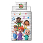  CoComelon Single Duvet Cover Officially Licensed | Reversible 2 Sided Friends Design With Matching Pillowcase, Polycotton, Grey