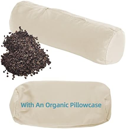  LOFE Cylinder Buckwheat Pillow With Pillowcase - Adjustable Bolster Pillow(17x6), Organic Cotton Case, Cervical Neck Support Pillow, Neck Pain Relief, Breathable Cool Sleep For Back And Side Sleepers