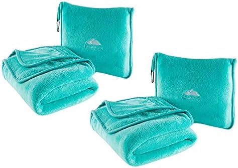  BlueHills Travel Blanket Pillow Rolled Premium Soft Plush Airplane Throw Traveling Essentials Compact In A Bag With Luggage Belt 70 X 48 Inches For Long Plane Flight Portable Lightweight Grey Gray R01